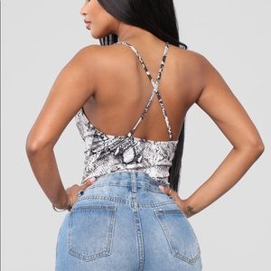 Cowl neck snake skin bodysuit